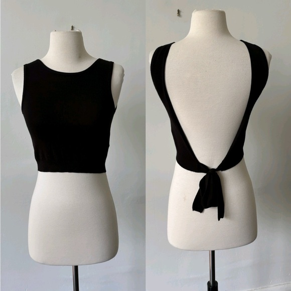 H&M NWOT Black Backless Sleeveless Crop Top Size XS - Picture 1 of 7